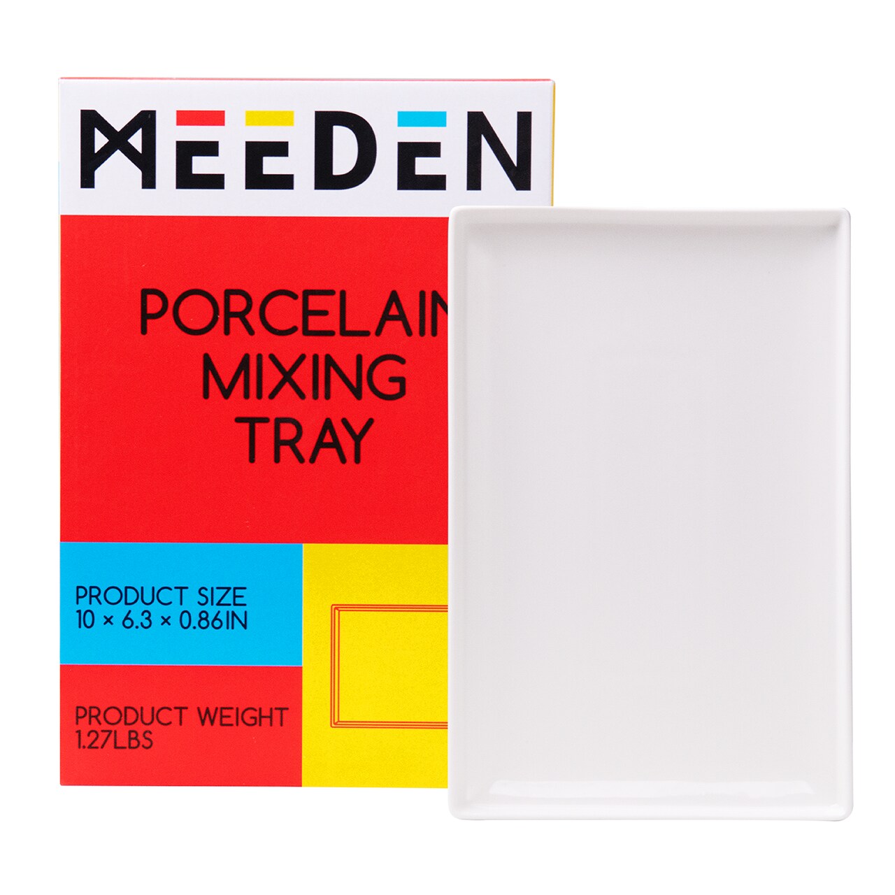 MEEDEN Ceramic Tray Palette, Ceramic Artist Paint Palette, Porcelain Mixing Tray for Watercolor Gouache Painting, Large Mixing Area White Rectangle Tray for Painting Large Artwork